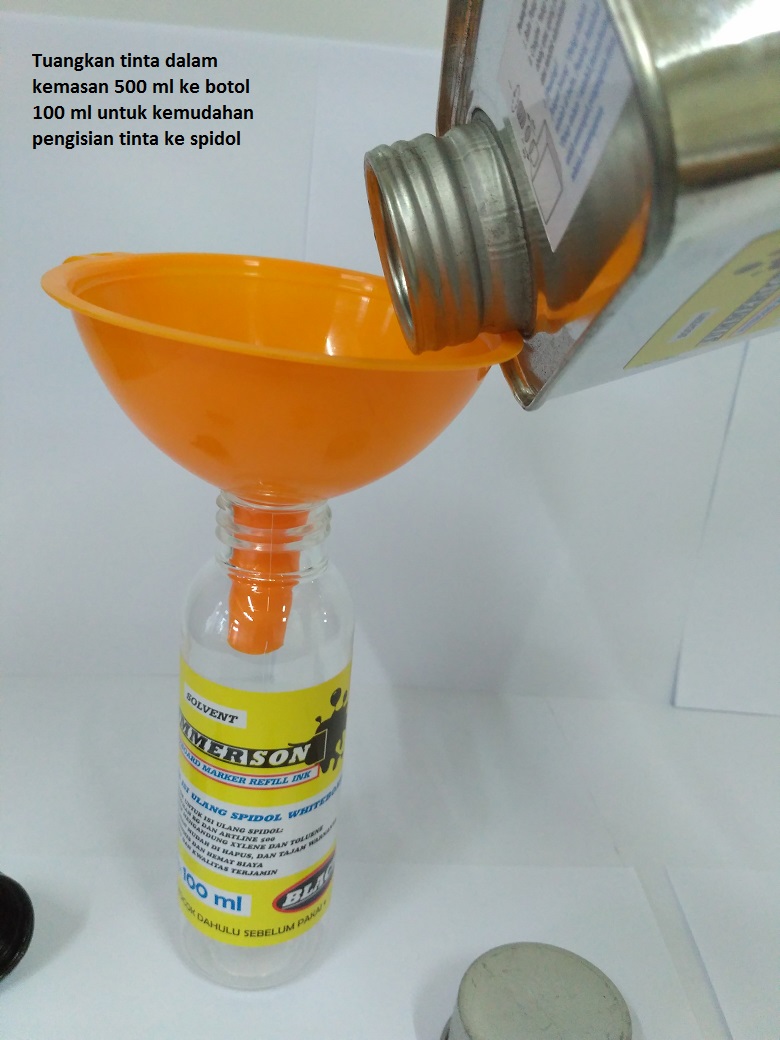 Tinta Spidol Whiteboard kemasan besar - cara penuangan ke botol 100 ml